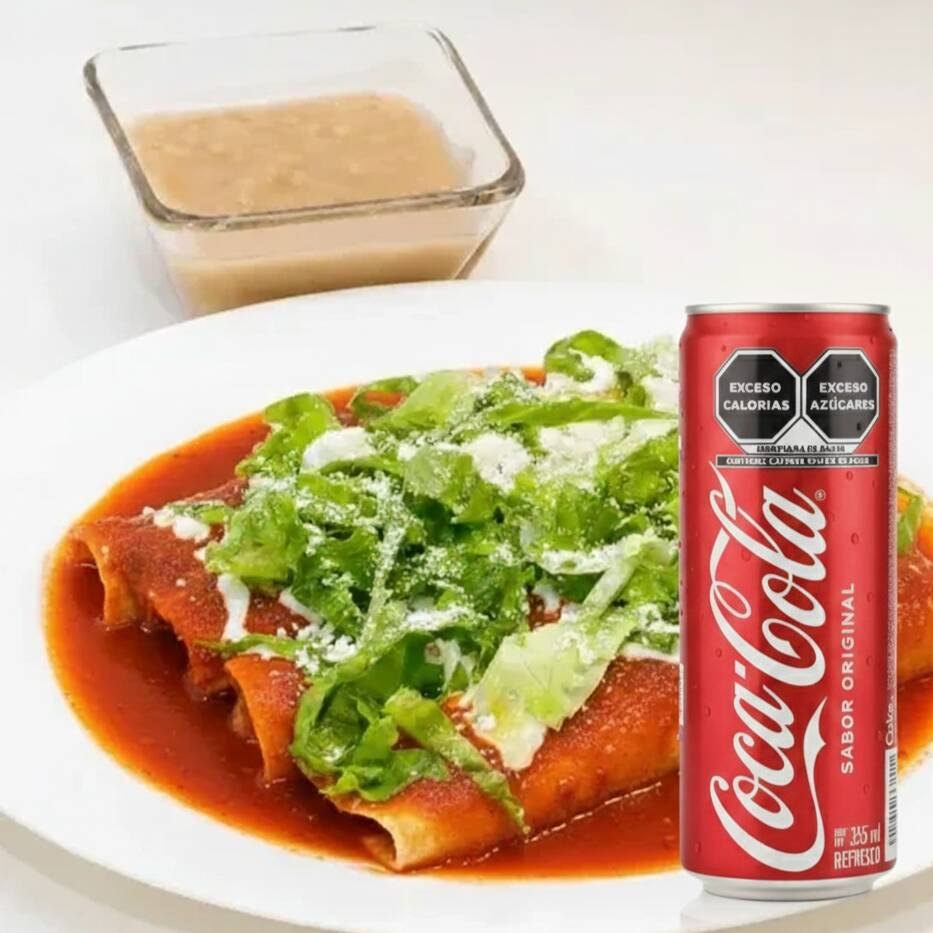 Enchiladas Rojas + Refresco
