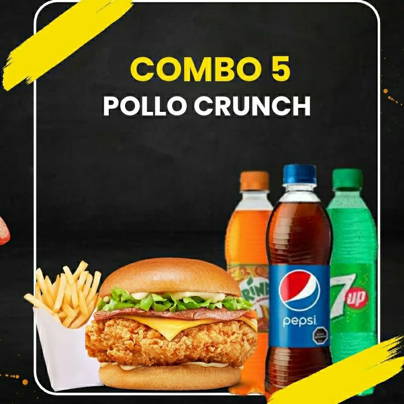 Combo 5R -Hamurguesa Pollo Crunch Papas Y Refresco