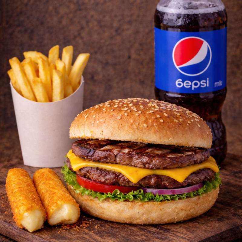 Hamburguesa Sirlon + Dedos de Queso