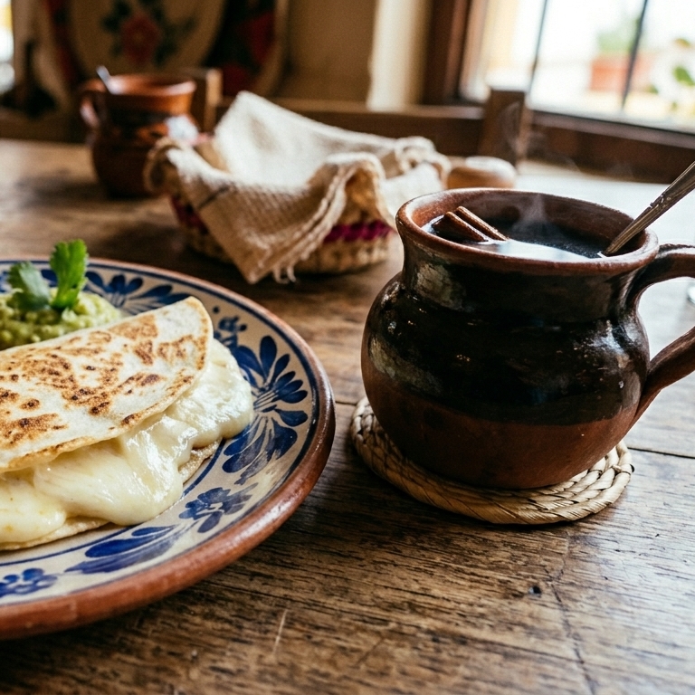 Quesadilla+café
