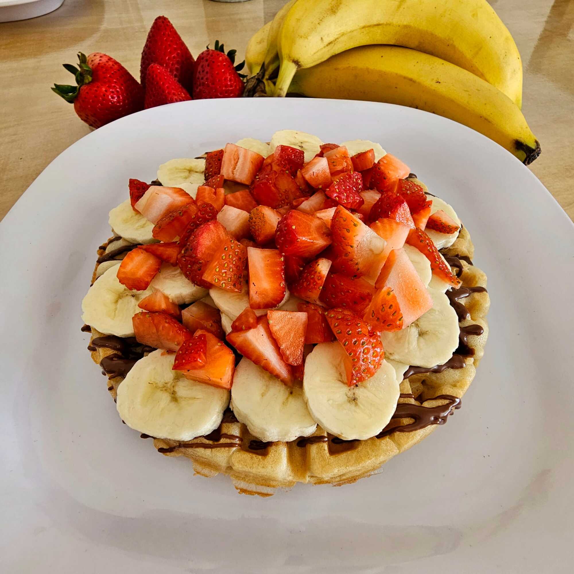 🧇Waffles con Nutella, Plátano y Fresas Naturales