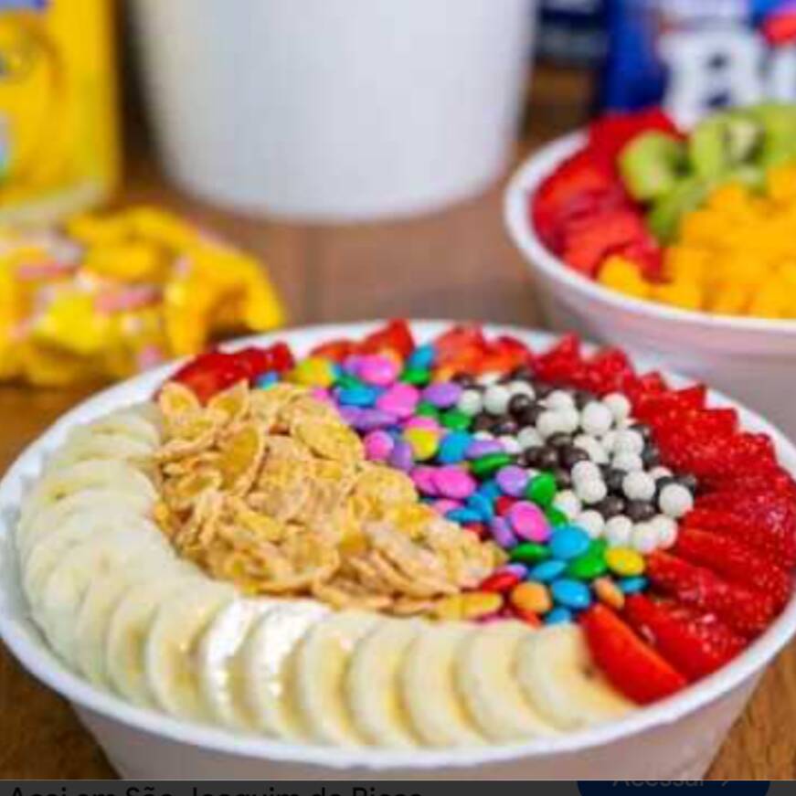 Monte seu açaí Tamanho G Duaas vezes 😋 4 complementos - 2 Fruta - 2 Cald ,(ambos iguais)