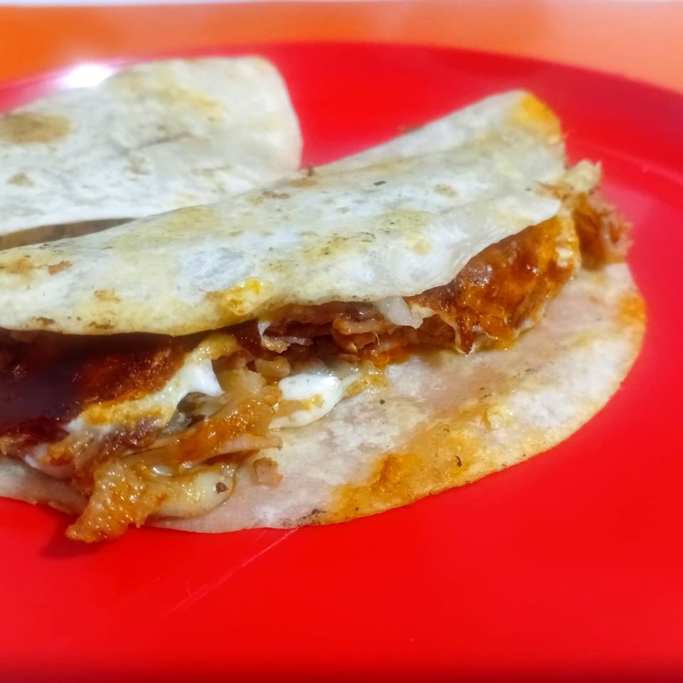 Taco de birria con tortilla de harina