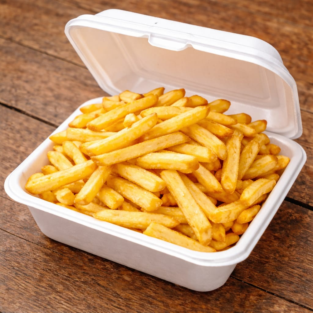 Deliciosa batatinha frita sequinha, acompanhada de queijo ralado ( opcional )