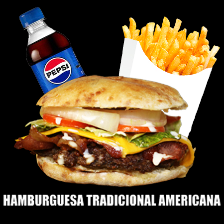 Hamburguesa Americana+Papas+Refresco