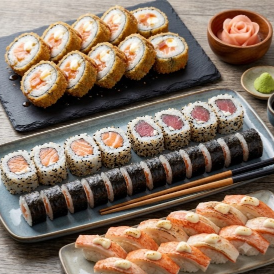 20 Uramakis Salmão Grelhado. 10 Uramakis Skin. 12 Hossomaki Salmão Grelhado. 12 Cariocas Salmão Grelhado. 8 Kani Cheese. 2 Niguiri Skin Este incrível combo 'Que a Gente Ama' contém 60 peças promocionais, cuidadosamente preparadas para proporcionar uma experiência gastronômica inesquecível. Ele é composto por 20 Uramakis de Salmão Grelhado, perfeitamente enrolados e de sabor inconfundível; 10 Uramakis Skin, com sua textura única e sabor irresistível; 10 Hossomakis de Salmão Grelhado, que são uma verdadeira delícia; 10 Cariocas de Salmão Grelhado, trazendo o sabor do mar diretamente para o seu prato; 8 Kani Cheese, uma fusão de sabores que irá encantar o seu paladar; e 2 Niguiris Skin, que são a cereja do bolo nesta seleção magnífica. Aproveite!