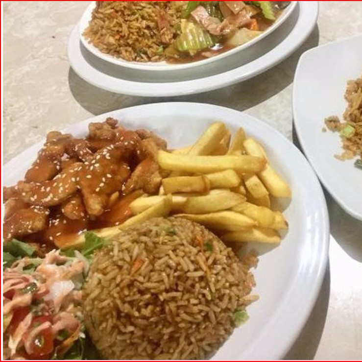 Cantones Con Pollo Frito En Salsa Agridulce,Papas