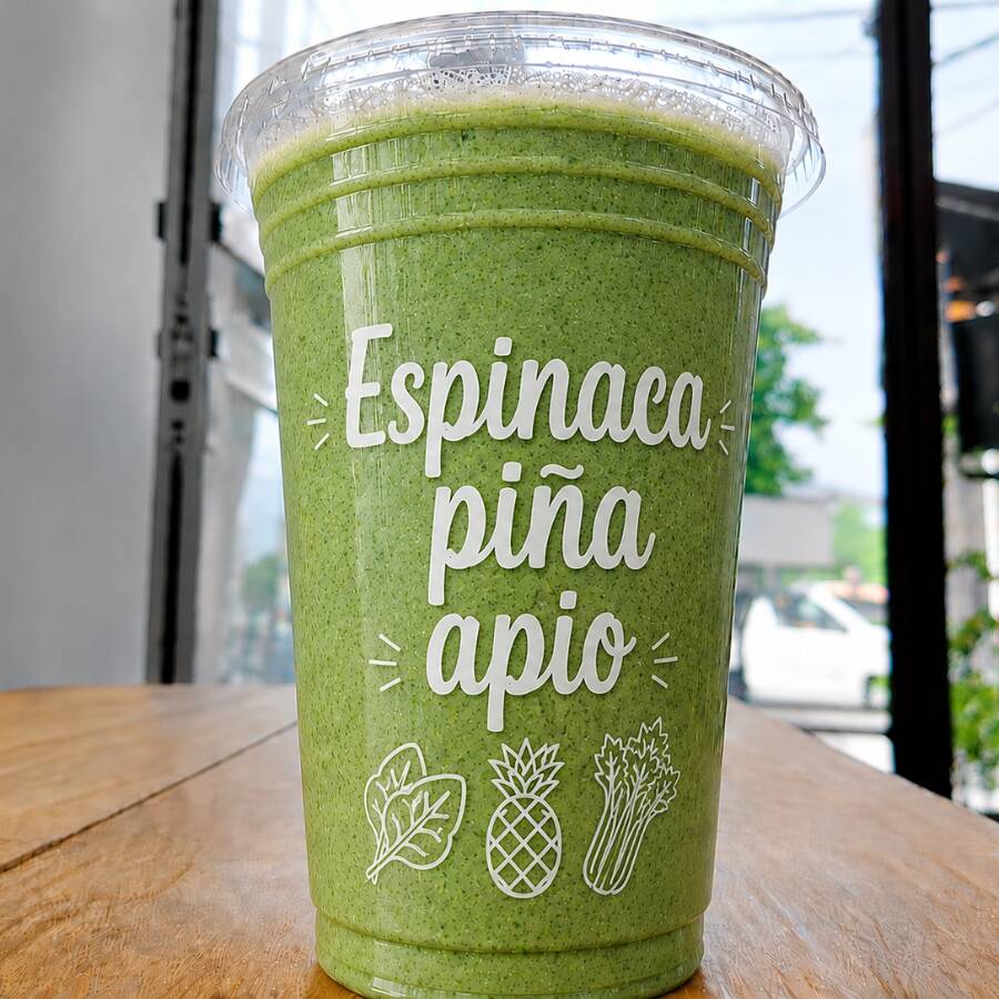 ESPINACA PIÑA APIO, JUGO VERDE C/AGUA