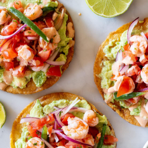 Tostada de ceviche camarón