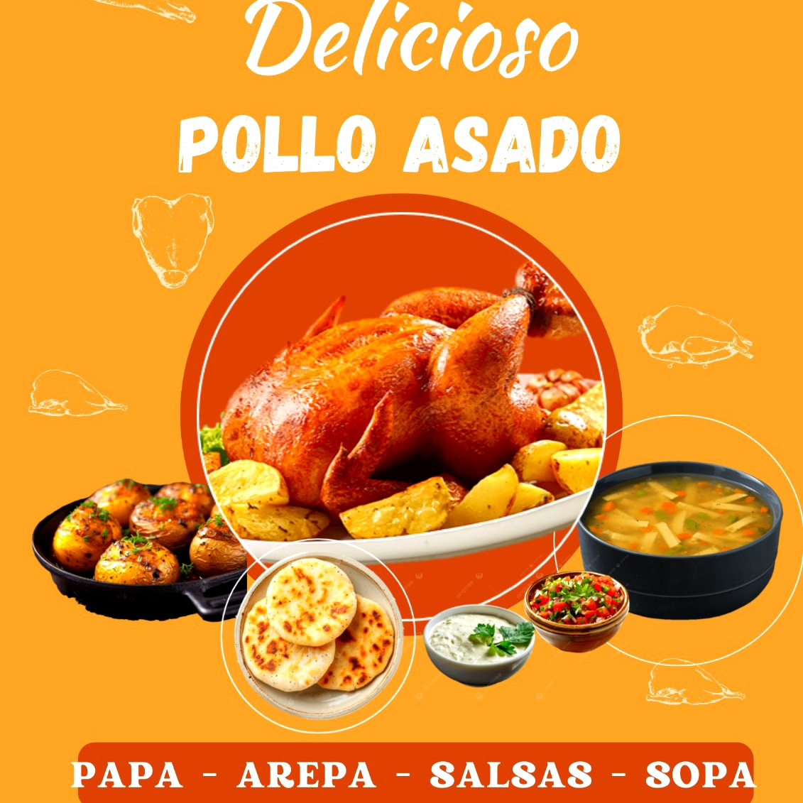 Combo-1 Pollo Asado y Medio Pollo Asado