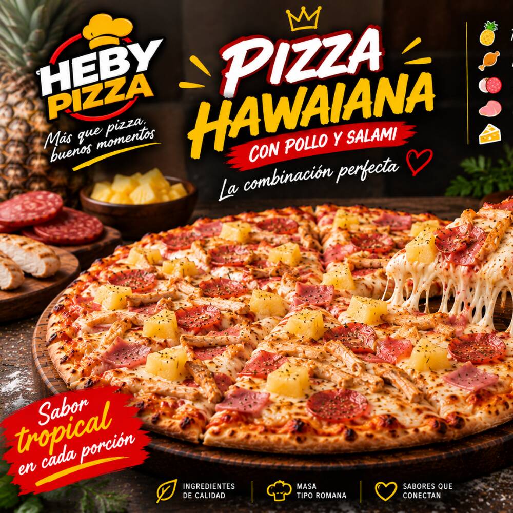 Pizza 8 Porciones Hawaiana Especial