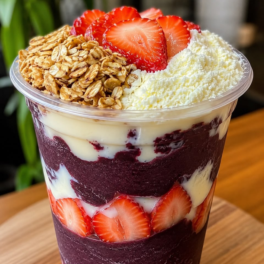 Delicioso Açaí Natural com Acompanhamentos.