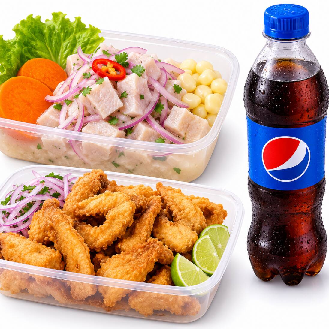 Ceviche +Chi. Pescado +Tiradito+Gaseosa300ml