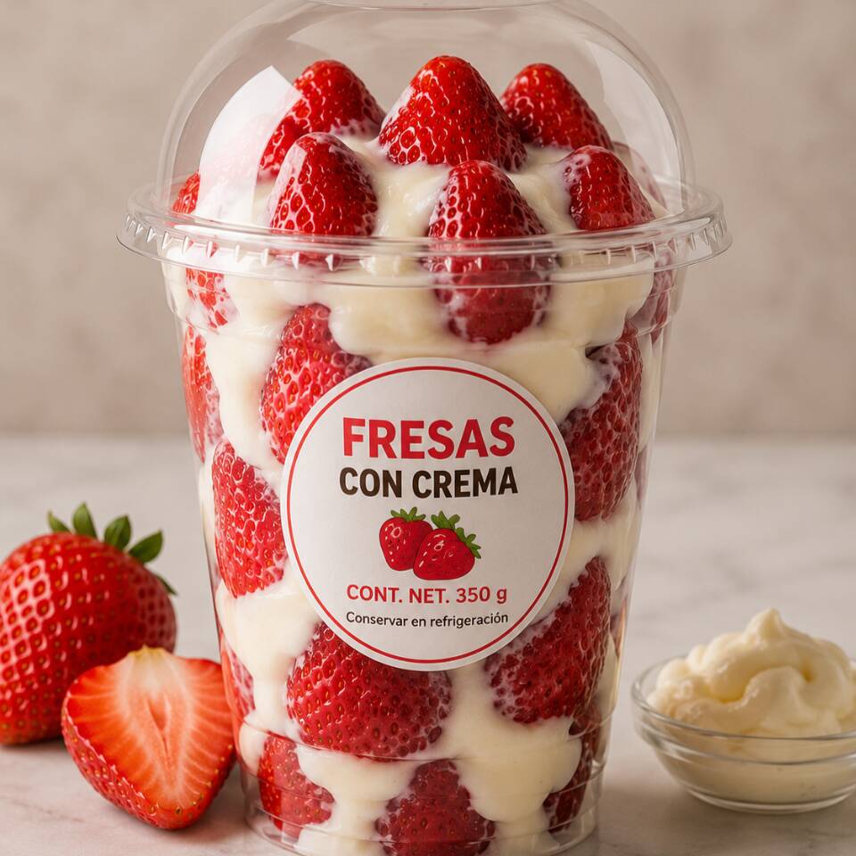 Fresas con Crema en Vaso