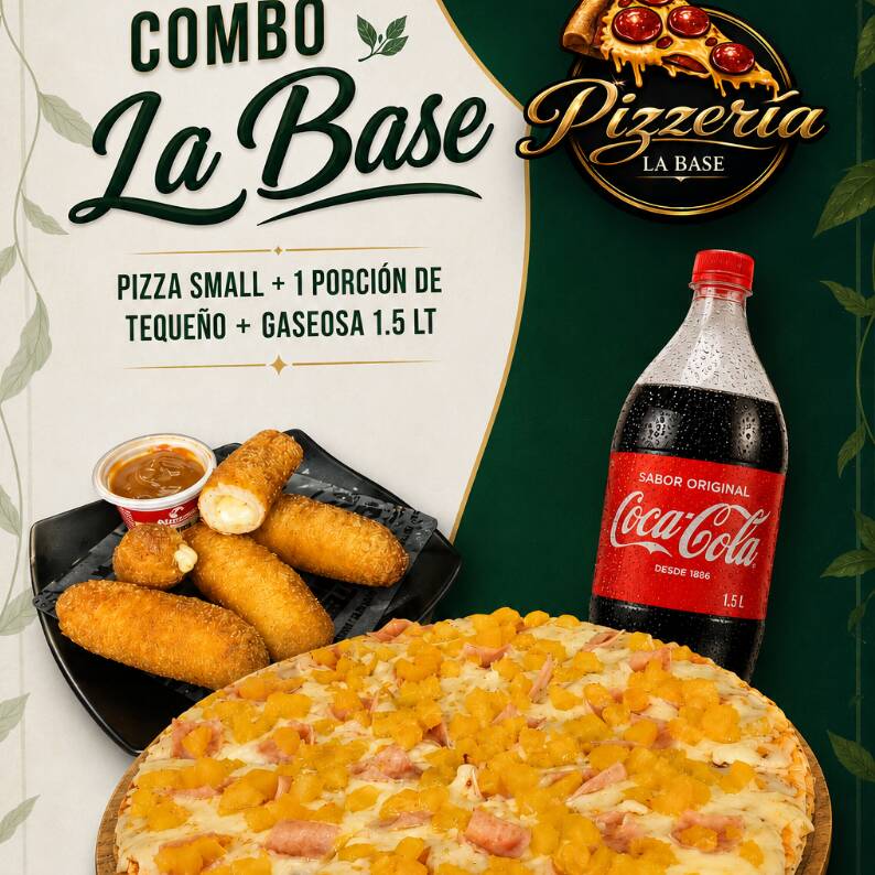 PIZZA SMALL + TEQUEÑO + GASEOSA 1.5lt