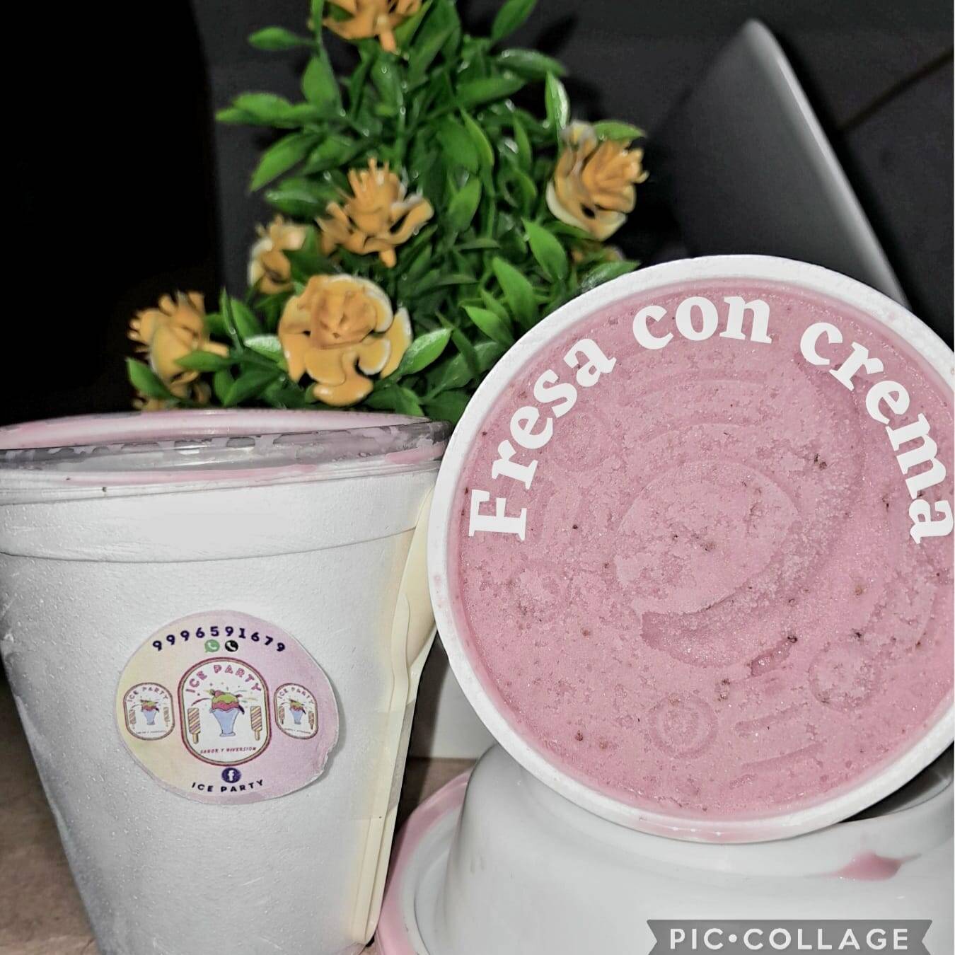Helado Gourmet Sabor Fresa Con Crema
