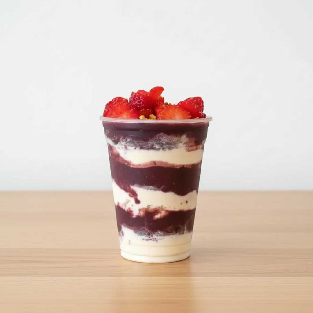 Explosão de sabor com morangos frescos e um creme de Ninho super cremoso. Esse copo é simplesmente sem erro. É a mistura das intensidades no céu da sua boca. Explosão de uma combinação perfeita em um Copo de Açaí. Copo de Açaí Gourmet com creme de Ninho, Morango fresco e a cremosidade do Açaí do índio que você já conhece. Dê um up no seu copo escolhendo uma fruta fresca logo abaixo ;)