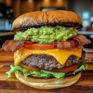 Guacamole Burger con papas sazonadas