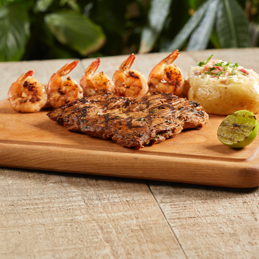 Arrachera con Camarones a la Diabla