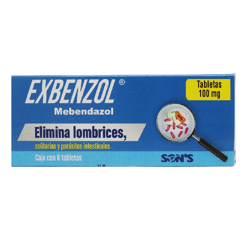 Exbenzol (Mebendazol) 100 Mg Caja con 6 Tabletas