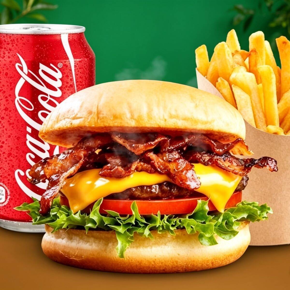1 HAMBURGUER TRADICIONAL + BATATA TRADICIONAL PEQUENA + REFIGERANTE LATA 350ML.