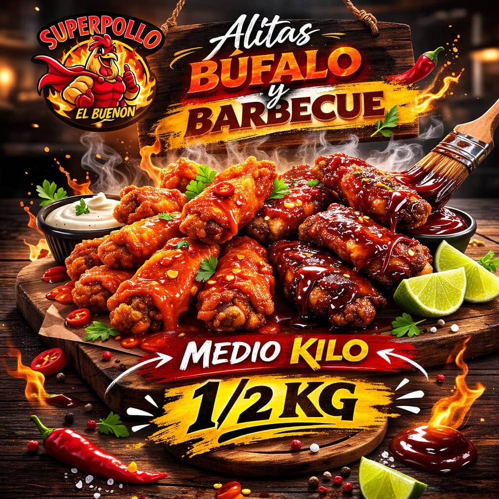 Alitas BBQ + Búfalo 1/2k