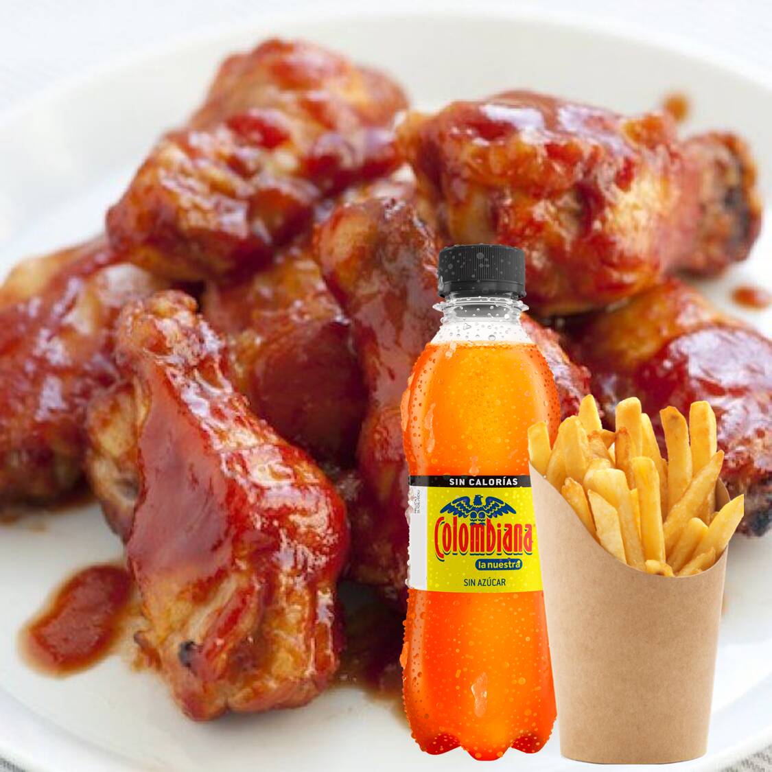 30!Piezas de Alitas BBQ + Papa + Gaseosa 1.5L👑
