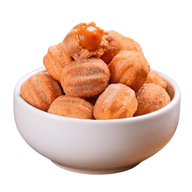 Porção com 10 mini churros douradinhos e crocantes por fora, macios por dentro, recheados com doce de leite cremoso de verdade, daquele que derrete na boca. Finalizados com açúcar e canela na medida certa. Perfeitos para dividir… ou não 😌✨