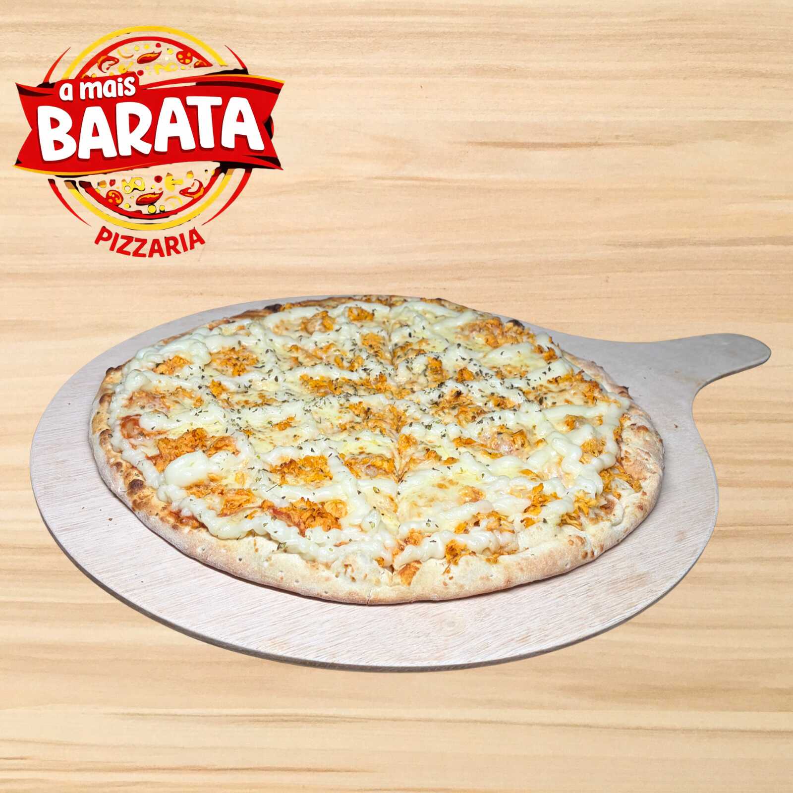 Molho, frango, mussarela e Requeijão(pizza de 8 pedaços, contem orégano)