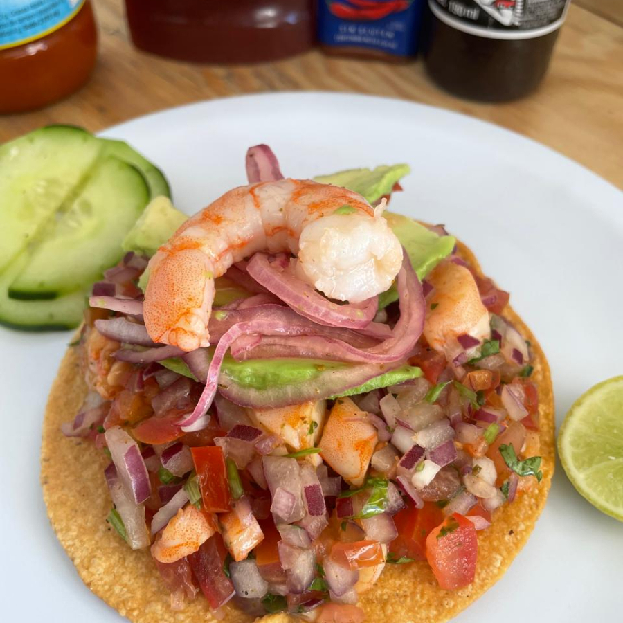 Tostada Ceviche de Camarón