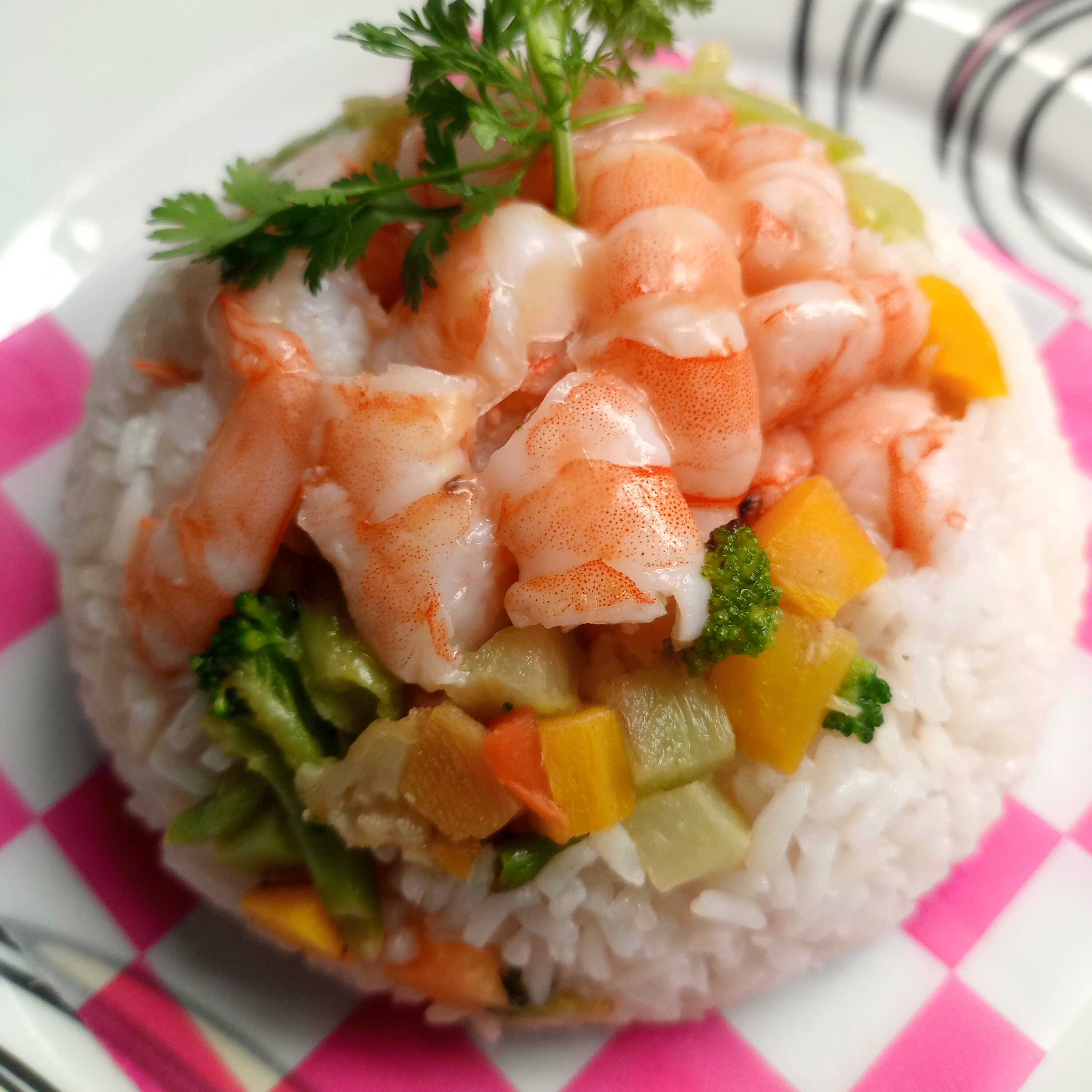 ARROZ CON CAMARON Y VERDURAS