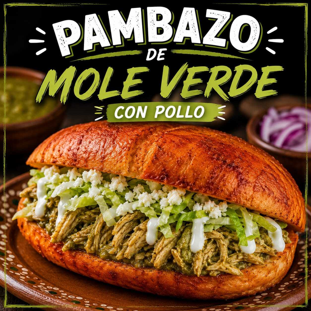 Pambazo de Mole Verde con Pollo