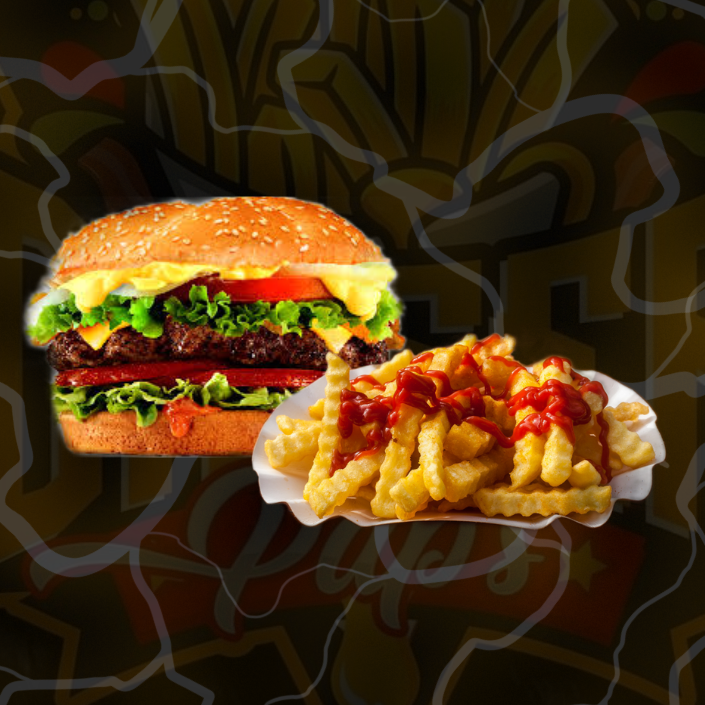 Hamburguesa de Arrachera con Papas