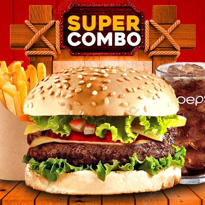 Hambúrguer X Tudo, Batata Frita e Refrigerante