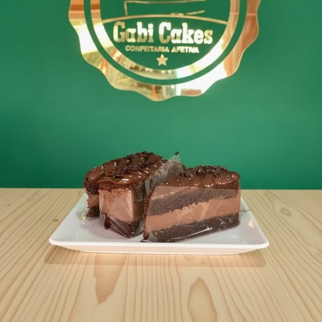 Massa de chocolate 50% e creme de chocolate 50% cacau, muito equilibrado!