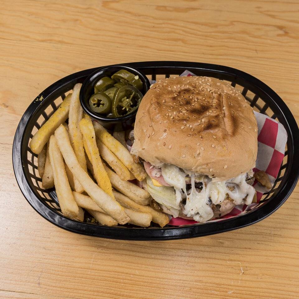 CHAMPI BURGER CLASICA + PAPAS FRITAS