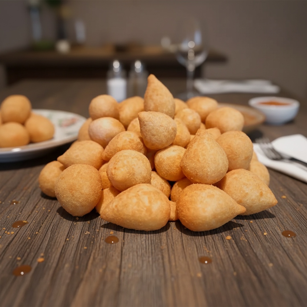 MASSA SALGADO (F. DE TRIGO ANACONDA PREMIUM), FRANGO, FRITO ÓLEO ALGODÃO, APROX. 30 GR