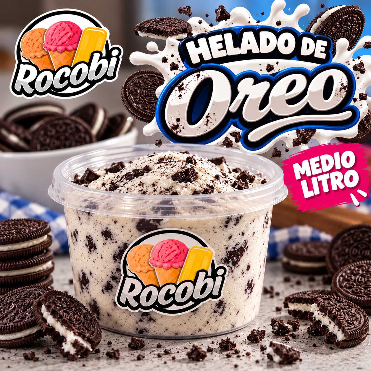 Medio Litro de Helado Sabor OREO