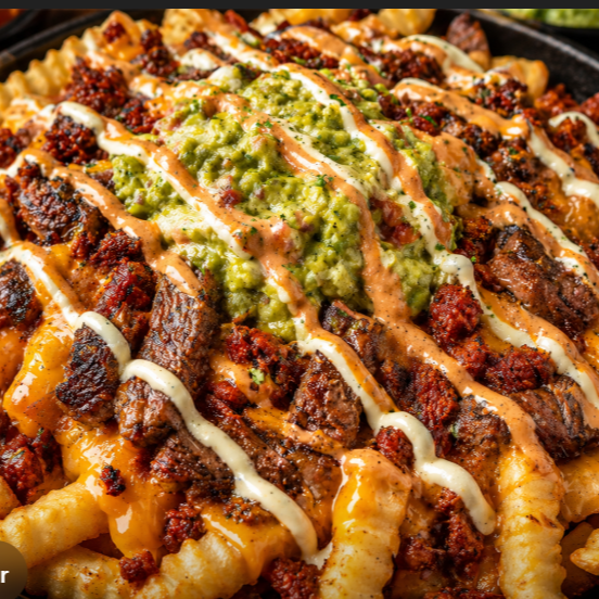 Papas Especiales Arrachera con chorizo