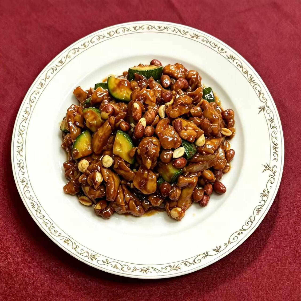 Pollo Guisado con Calabacitas y Cacahuates