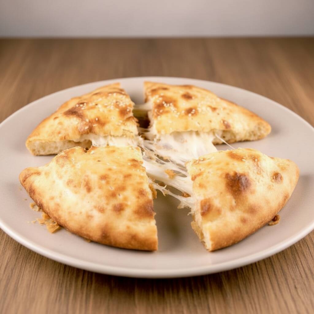 Pão feito no forno Tandoor com trigo e recheado com queijo mussarela