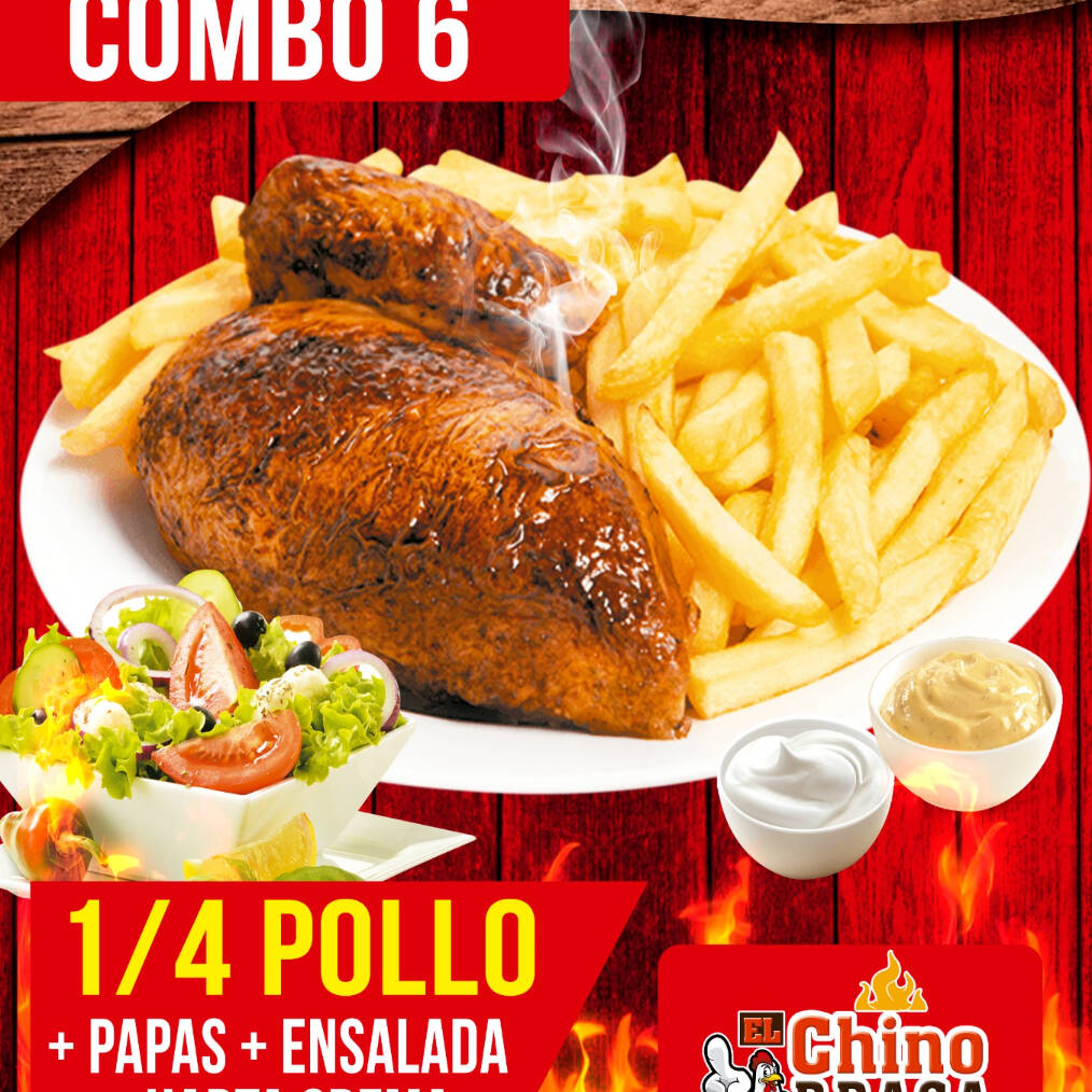 1/4 De Pollo, Papas más Ensalada