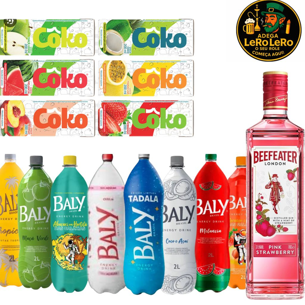 Garrafa de Beefeater + Energetico + Gelo + Copo e Canudo.