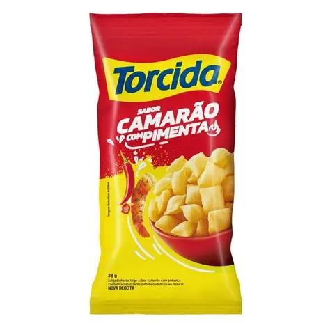 Salgadinho de trigo sabor camarão com pimenta