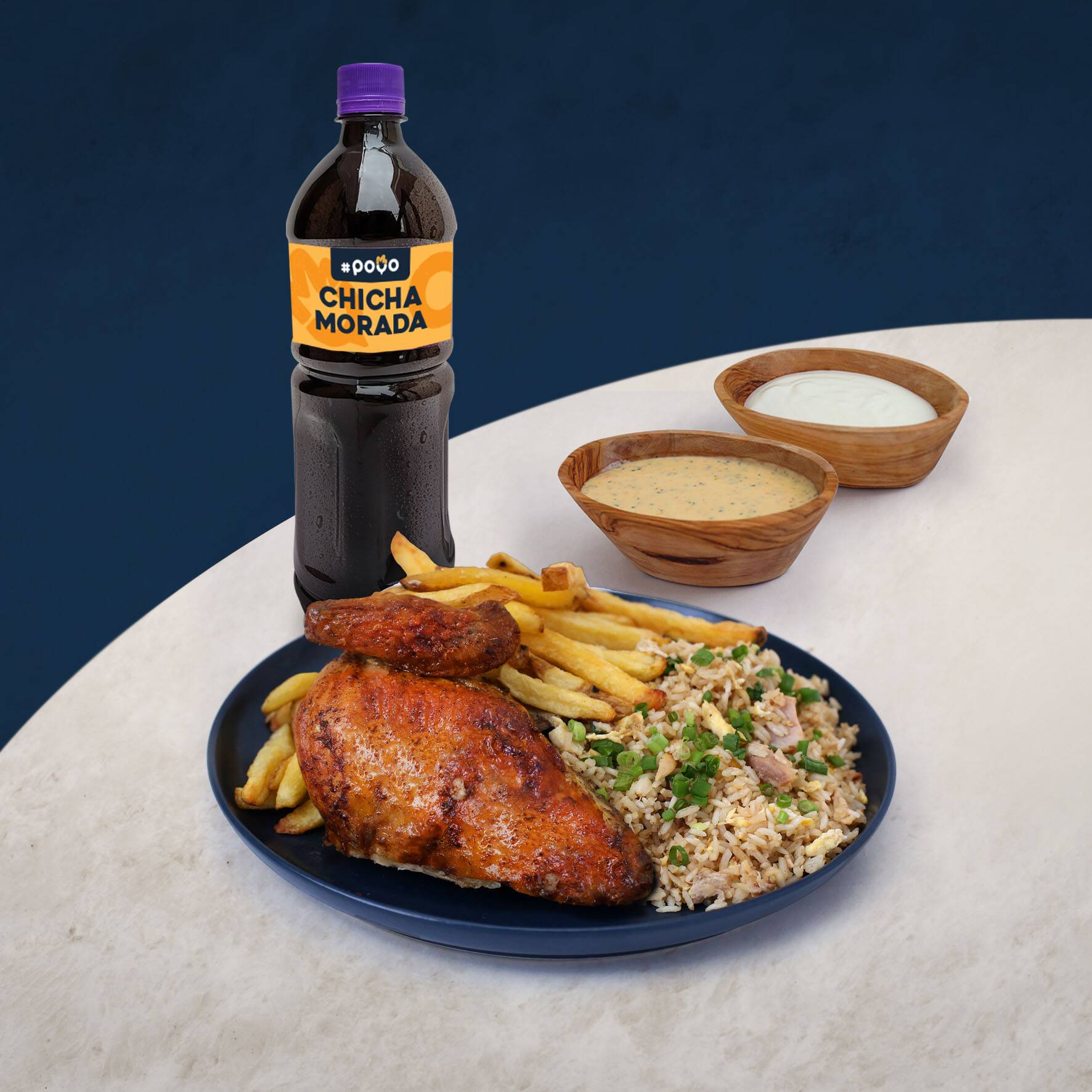 1/4 Pollo, Mostrito, Papas y Chicha Morada Mediana