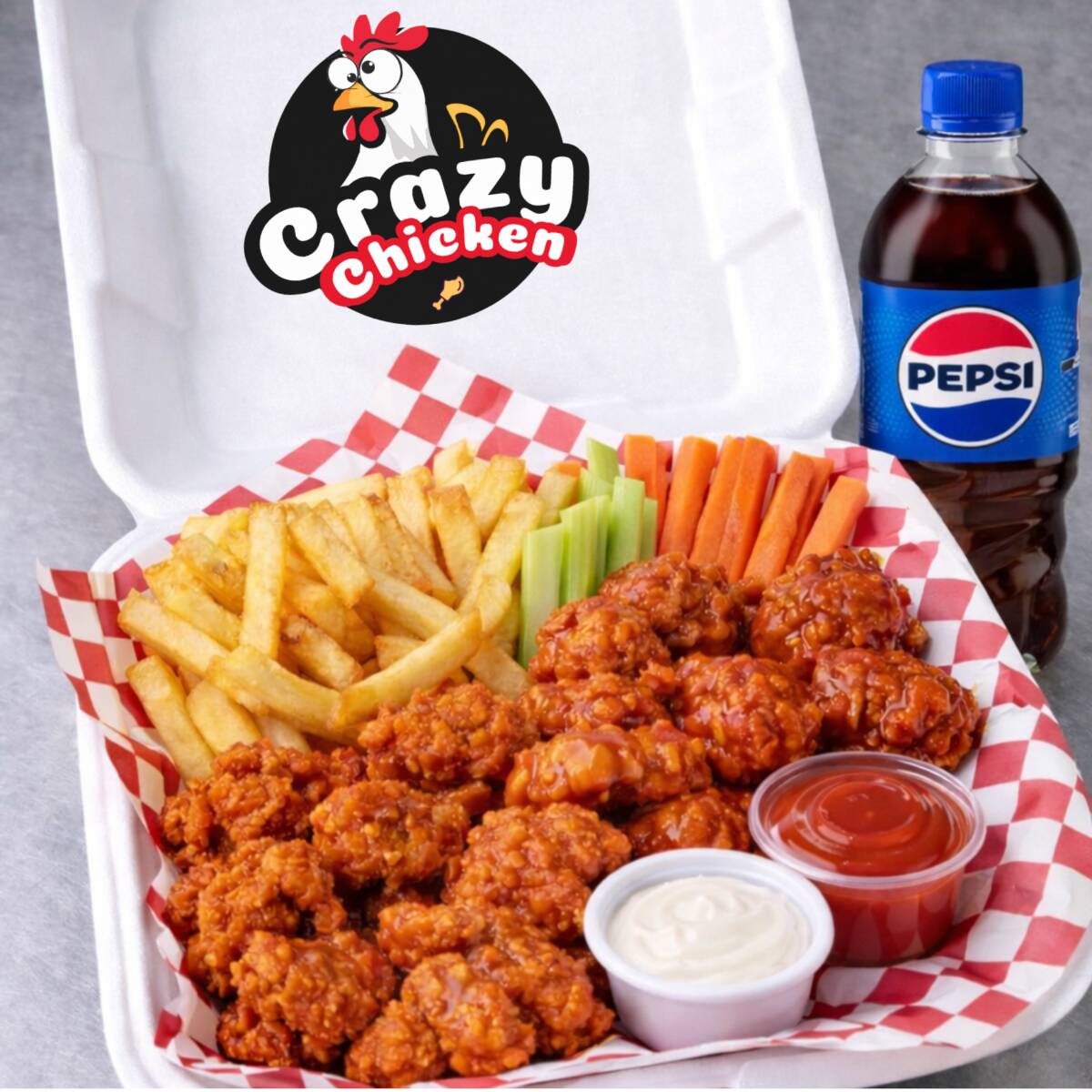 300 Gr. DE BONELESS + PAPAS + REFRESCO + 2 SALSAS