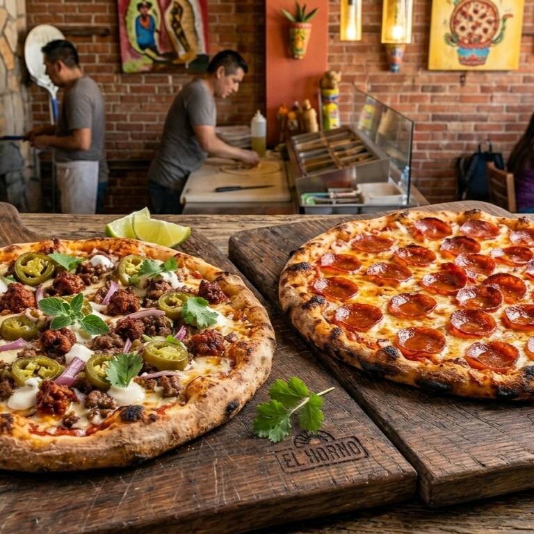 Pizza Mexicana y pizza Pepperoni .