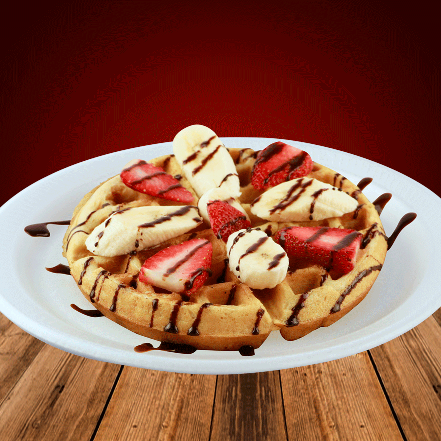 Waffle con Fruta 2 Pz Miel de Maple