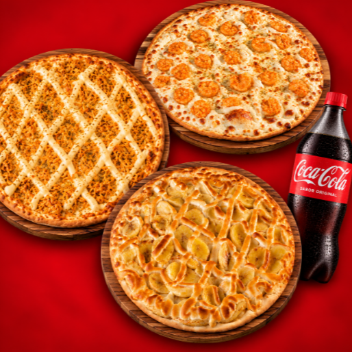Duas Pizzas Média 30cm + Brotinho doce 25cm + Refri 1,5 Grátis - Combo família