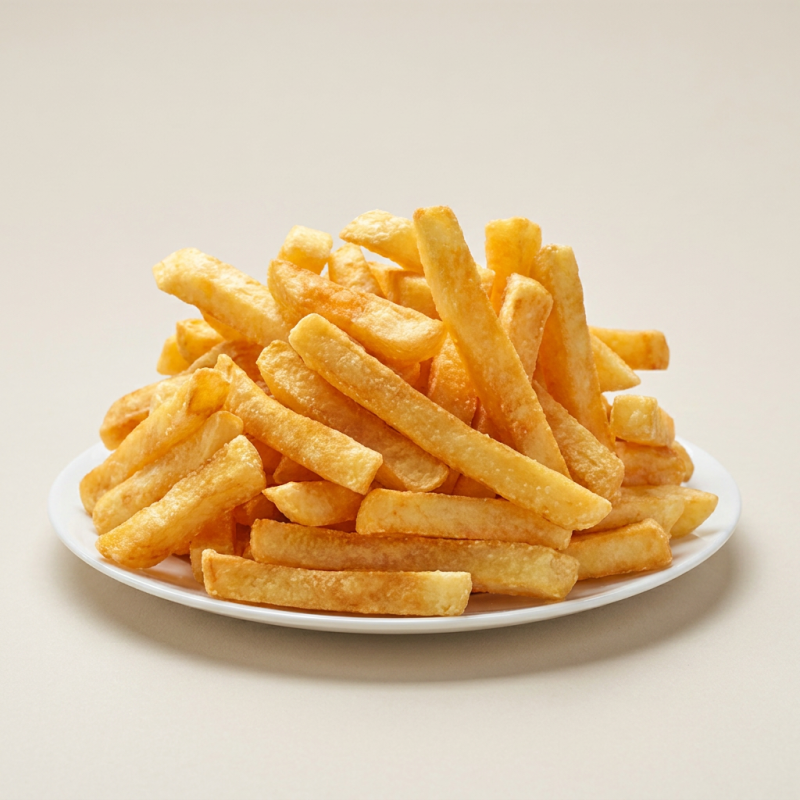 Deliciosas batatas fritas crocantes, perfeitas para acompanhar qualquer refeição. Uma opção clássica e irresistível para os amantes de petiscos.